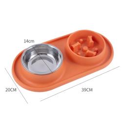 Tigela de alimentação para animais de estimação, tigela de aço inoxidável, base de silicone, anti-luta, tigela de comida lenta para cães e gatos, para evitar asfixia de animais de estimação - Image 6