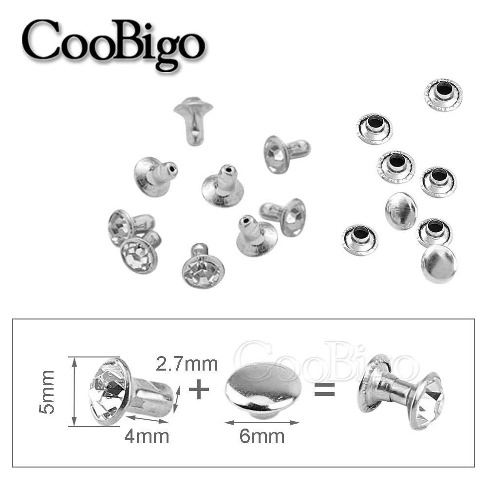 100 conjuntos de cristal strass guarnição tampa dupla rebites diamante studs diy artesanato roupas saco sapatos picos couro broca vidro prego - Image 1