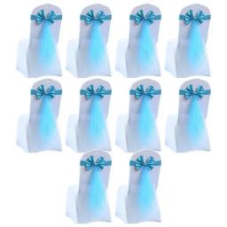 10 pçs/set cadeira de casamento decoração arco elástico cadeira faixas capa para festa de casamento hotel banquete evento decoração - Image 4