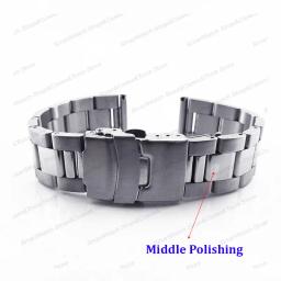 Pulseira de aço inoxidável sólido, fecho dobrável de segurança duplo, pulseira de relógio de mergulho, pulseira de ostra de metal 20 22 24 26 28mm, acessórios de relógio - Image 5