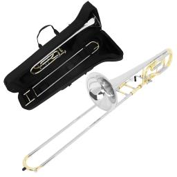 SLADE-Tenor Bb Brass Bb Trombone, lacado banhado a ouro, instrumento musical de sopro profissional com estojo, bocal - Image 1