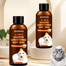 Shampoo e condicionador de coco para cães, hidratante sem lágrimas, orgânico, lavagem para cães, tapete, 3 em 1 - Image 4