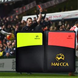Futebol Vermelho e Amarelo Cartões Record, Cartão Vermelho Amarelo, Árbitro Ferramenta, Estojo de Couro, Caneta Esferográfica - Image 1