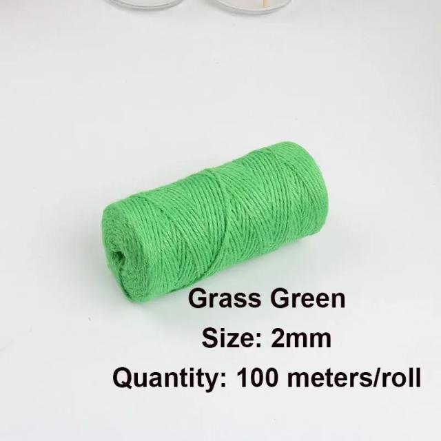 Fio de Juta Colorido para Artesanato - Corda de Cânhamo Natural para DIY e Embrulho de Presentes 100m/Rolo