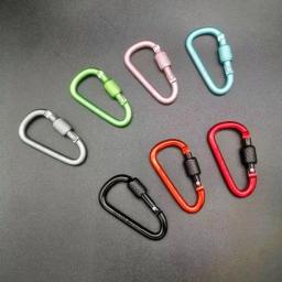 Liga de alumínio D-Shape Mosquetão, Segurança fivela Keychain com trava, Botão de escalada, Camping e caminhadas gancho - Image 2