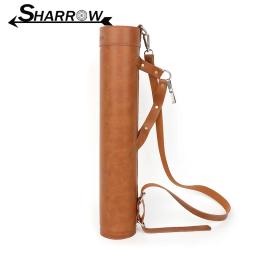 1 pc tiro com arco quiver couro seta titular arco e flecha caso acessórios bolsos caça tubo de seta para caça ao ar livre tiro - Image 1