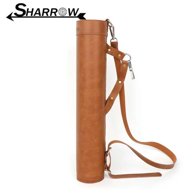 1 pc tiro com arco quiver couro seta titular arco e flecha caso acessórios bolsos caça tubo de seta para caça ao ar livre tiro