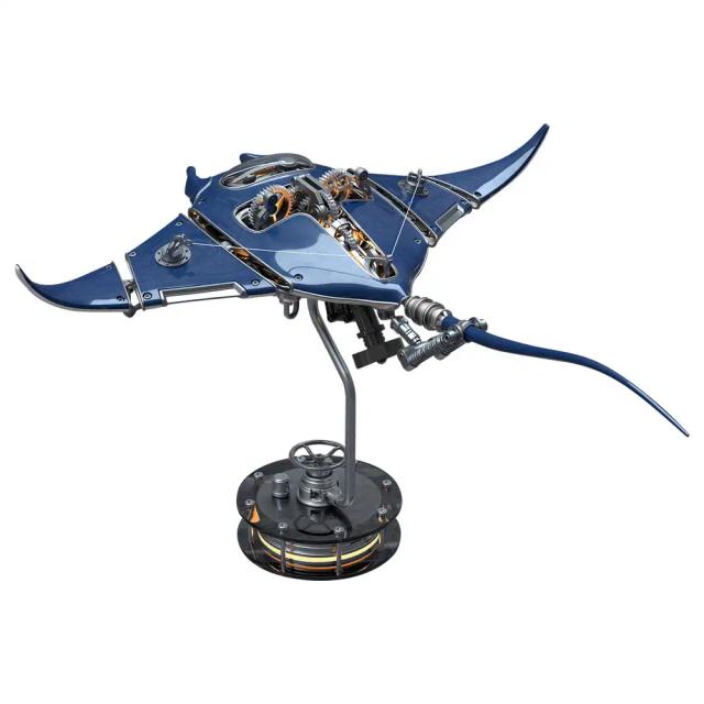 Kit de Montagem 3D de Manta Ray Metálica com Luzes e Detalhes Marinhos