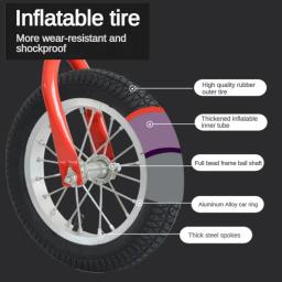 Scooter infantil equilíbrio carro pneu pedal, bicicleta livre roda sólida, deslizante acessórios de modificação pneumática, 12" - Image 3