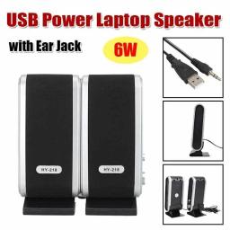 Alto-falantes portáteis com alimentação USB, Mini caixa de som ao ar livre, Ear Jack para laptop, Desktop, PC, estéreo, 3,5mm, 2 pcs - Image 2