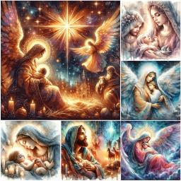 Completa Rodada Broca Pintura Diamante, Jesus e Virgem Kit, Decoração de Casa, Artesanato, Mosaico, DIY, 5D, 30x30cm - Image 1