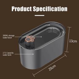 Gato Bebedouro com Filtro Automático, Luz Led, Inteligente Anti-Dry Burning, USB elétrico Mudo, Fonte de Água, Pet Itens, 3L - Image 6