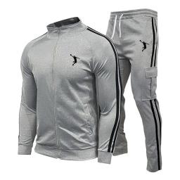 Conjunto de treino com zíper masculino, moletom e moletom, terno esportivo, corrida, roupa de fitness, novo, 2024 - Image 4
