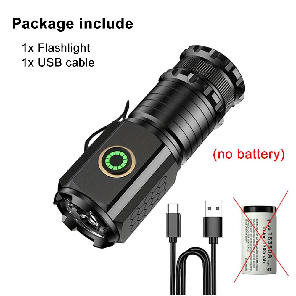 Lanterna de acampamento, lanterna de LED de alta potência, tipo C, USB recarregável, lanterna de bolso portátil - Image 1