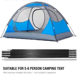 Camping pólo tenda, 4.9/4.48/4/3.4/3, 2pcs leve fibra de vidro Hastes, toldo dossel Varas de apoio - Image 6