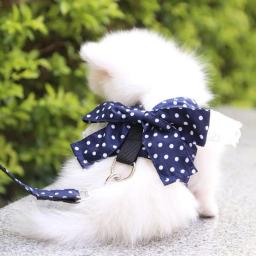 Laço cinta de peito trela tração chicote de fios corda ponto onda floral padrão anti-escape ajustável gatos cães kit suprimentos para animais de estimação - Image 3
