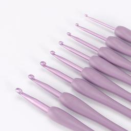 Conjunto de ganchos de crochê de liga de alumínio roxo, 8 peças, alças ergonômicas de agulhas de tricô, adequado para chapéu de tricô, suéter, meias de bebê, sci - Image 2
