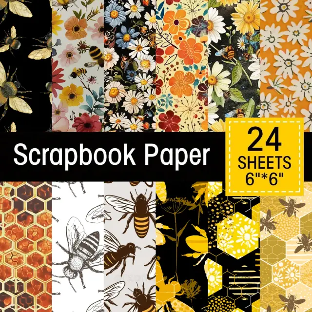 Papel de Scrapbook Colorido para Decoração de Férias, Embrulho e Origami - Pacote com 24 Peças