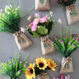 Compre 3 ganhe 1 bolsa de linho flores artificiais adesivos magnéticos faça você mesmo simulação de flor de geladeira ímã de cozinha decoração de casa presente - Image 3