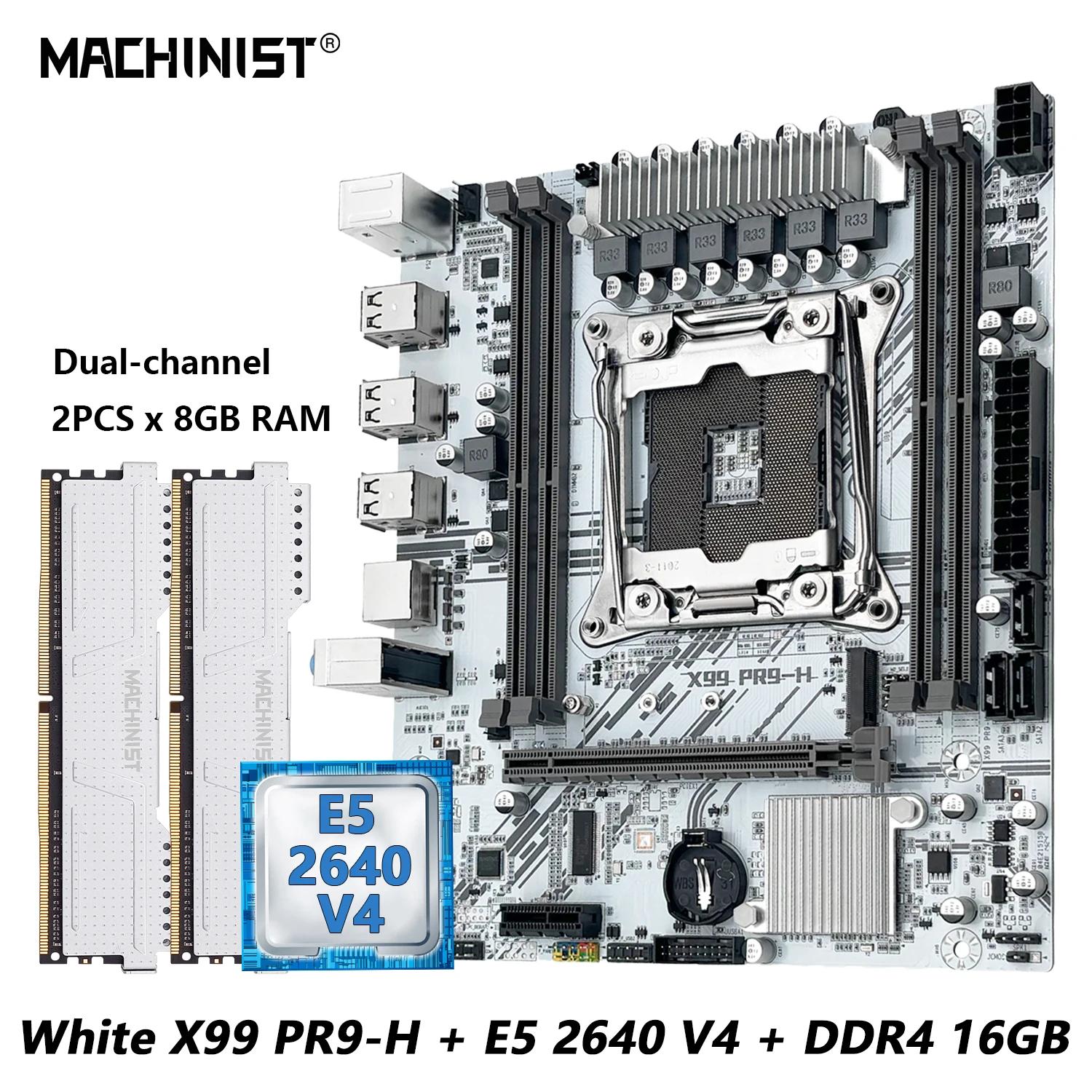 Conjunto de kit de placa-mãe MACHINIST White X99 Optiona Xeon E5 2640 V4 LGA 2011-3 CPU DDR4 2*8G = 16GB RAM NVME/SATA M.2 PR9-H combo - Image 1