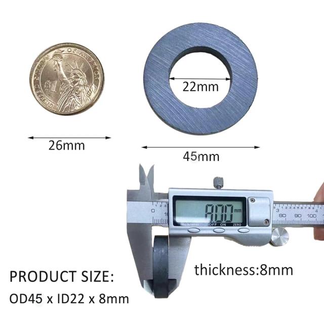 Conjunto de Anéis de Ferrite para Artesanato - Ímãs em Forma de Donut Cerâmico, OD45 x ID22 x 8mm, 8 Peças