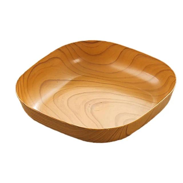 Prato Quadrado Madeira Grão Plástico 15cm