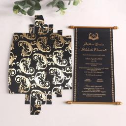 Cartão personalizado do convite do casamento com caixa, cartões de papel preto luxuosos para o aniversário, noivado, festa do festival, 100pcs - Image 4