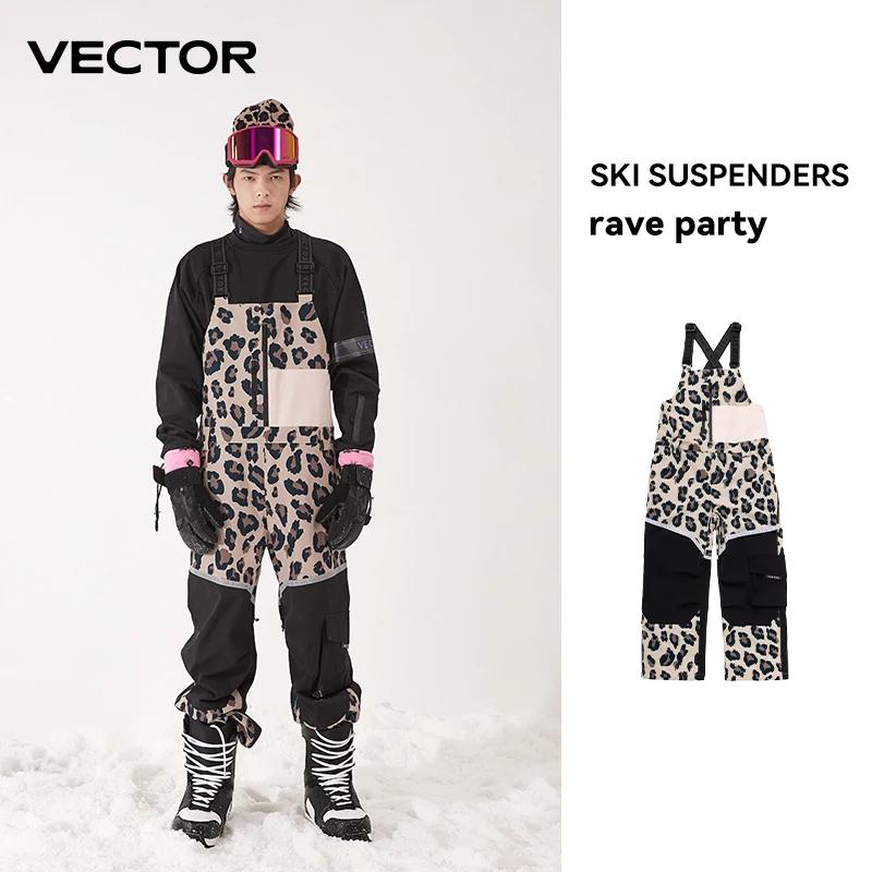Vector grosso das mulheres dos homens calças de esqui macacão reto macacão babador de esqui à prova dwindproof água inverno quente à prova vento esportes ao ar livre snowboard - Image 1