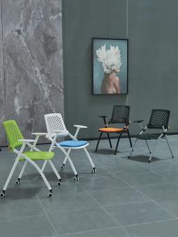 Cadeira de treinamento com mesa dobrável de escritório, quatro rodas cadeira de conferência com rodas, cadeira de escrita - Image 4