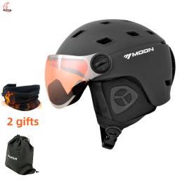 LUA-Viseira De Neve Integrada Formando Equipamento De Proteção De Segurança Com Óculos, Capacete De Esqui, Esportes Ao Ar Livre, Inverno - Image 1