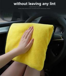 Toalha de limpeza de dupla camada de microfibra, super absorvente, grosso, macio, secando o pano, corpo do carro, lavando, limpo - Image 2