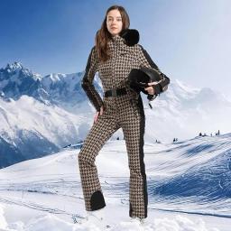 Gsou neve terno de esqui de uma peça feminino espessamento snowboard macacão feminino inverno à prova de vento à prova dwindproof água respirável roupas esqui - Image 6
