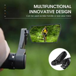 Grande ângulo bicicleta guidão espelho, resistente preto espelho retrovisor, bicicleta universal guidão espelho, 1 par - Image 4
