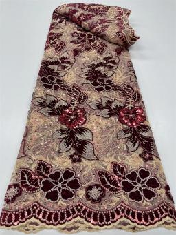 Lantejoulas africanas tecido de renda de veludo nigeriano malha francesa tecidos de renda líquida para costura 2023 vestido de festa de casamento de alta qualidade rc129 - Image 3