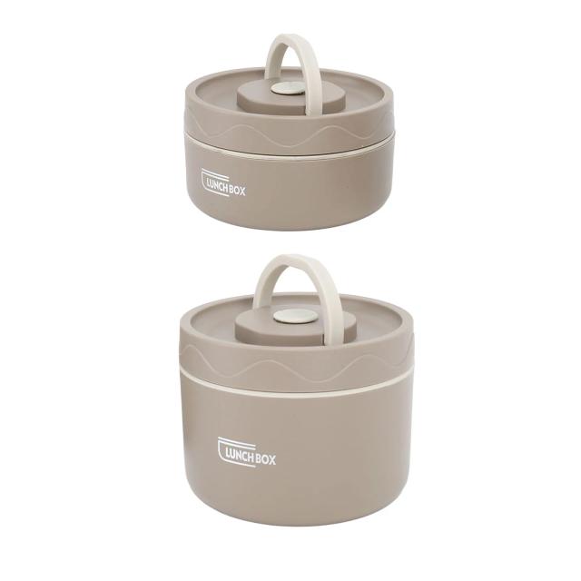 Bento Box Redonda de Aço Inoxidável 304 com Tampa e Saco Térmico, Portátil e à Prova de Vazamentos