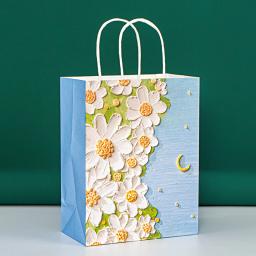 Saco De Embalagem De Presente De Papel Kraft portátil com Alça, Linda Pintura A Óleo Sacola, Dia Dos Namorados, Caixa De Presente De Festa De Casamento, 4Pcs - Image 5