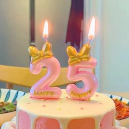 Velas de bolo de aniversário para crianças e adultos, vela coroa, rosa e branco, decoração de festa de casamento, 0-9, fofa, 1pc - Image 1