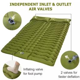 Ao ar livre 2 pessoas cama de viagem esteira de ar dupla almofada de dormir para acampamento auto-inflável colchão de dormir com travesseiro para caminhadas - Image 6