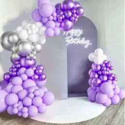 Kit Arco Balão para Decoração de Festa, Balões Metálicos, Guirlanda, Prata, Roxo, Prata, Casamento, Noivado, Aniversário, 1 Conjunto - Image 1