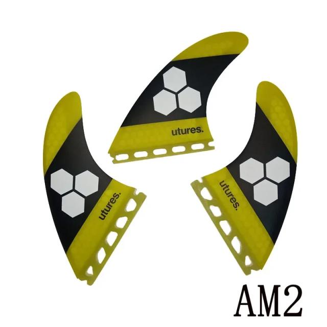 Fins de Fibra de Vidro BiLong-Fins para Prancha 3-Fin - Acessórios de Wakeboard e Surf em Material Composto AM-Size