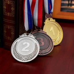 3 medalhas de prêmio do metal do estilo bronze da prata do ouro dos pces com fita do pescoço para acadêmicos dos esportes ou qualquer diâmetro da competição 5.1cm pequeno - Image 2
