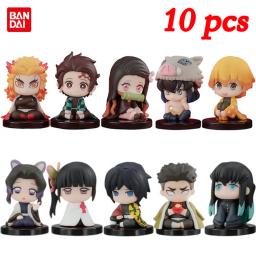 Q Versão Demon Slayer Action Figure Set, Boneca Fantasma Sentada, Tanjiro, Nidouzi, Inosuke, Zenizu Movie Model, Kid Toy Gift, 10pcs - Image 1