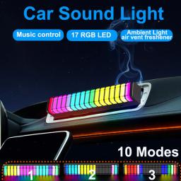 Música visível som do carro luz 17 rgb led rhythm captador lâmpada atmosfera tela 3d barra de luz 2 em 1 luzes ambient ambient ambient ambient ambient ambient - Image 1