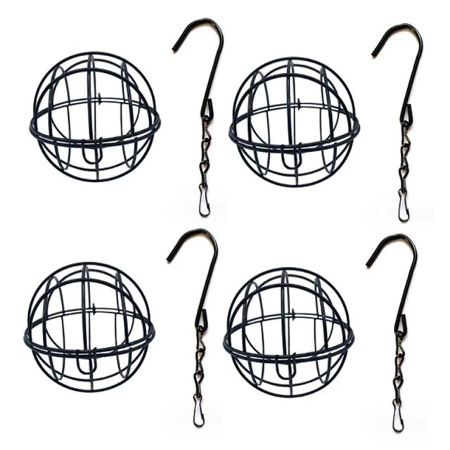 Alimentador de Metal para Pássaros Selvagens com Suporte de Bola Chit - Conjunto com 4 Peças Duráveis