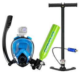Tanque de mergulho com máscara de snorkel 0,5l mini cilindro de oxigênio portátil máscara de mergulho facial completo sistema de respiração subaquática com bomba - Image 1