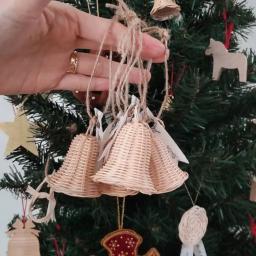 Handmade Woven Rattan Bell Pingentes, Videira Tecido Decorações Penduradas, Decoração de Natal para Casa, Brinquedos Infantis - Image 3