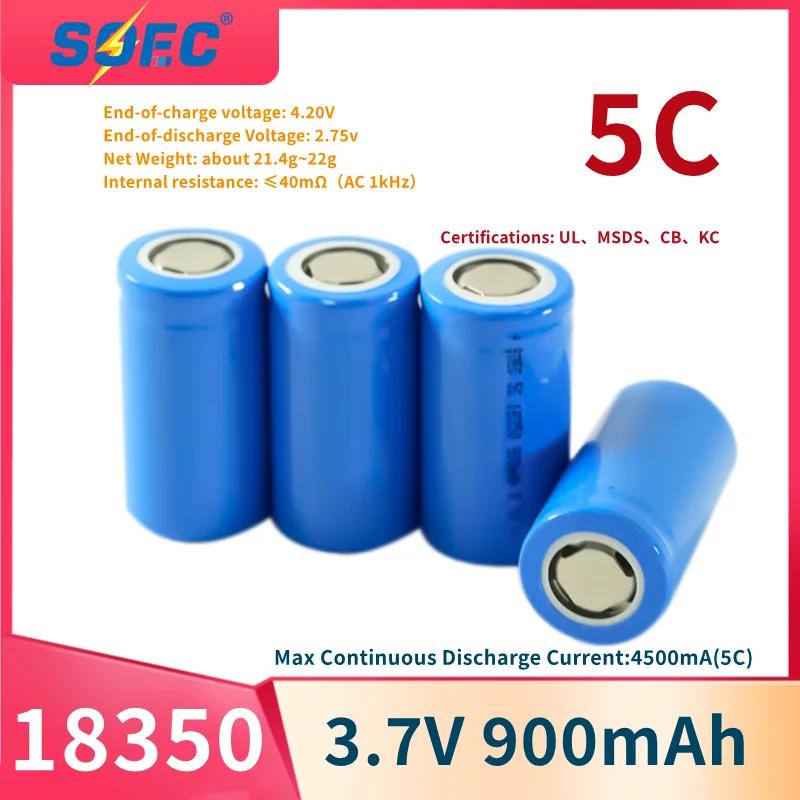 Soec 5c 18350 bateria 1100mah 900mah bateria de cilindro de lítio recarregável 3.7v 8a potência para ferramentas elétricas lanterna - Image 1