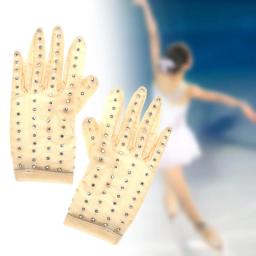 Luvas de Treinamento De Patinação No Gelo figura Patinação Luvas de casamento Requintados Mostrar Luvas Adulto Criança Brilhante Rhinestone Para A Competição - Image 4