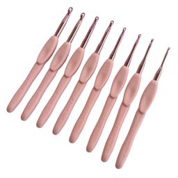 Agulhas de tricô de alumínio com alça macia, Crochet ganchos para tricô, artesanato DIY, ferramenta tear, cor rosa, 2.5-6.0mm, 8Pcs Set - Image 2