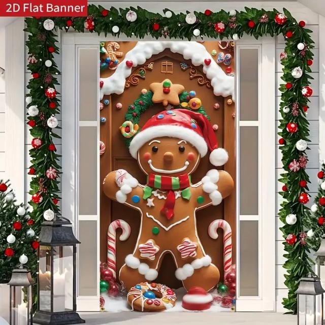 Cortina de Porta de Homem de Gengibre 1 peça para o Natal
